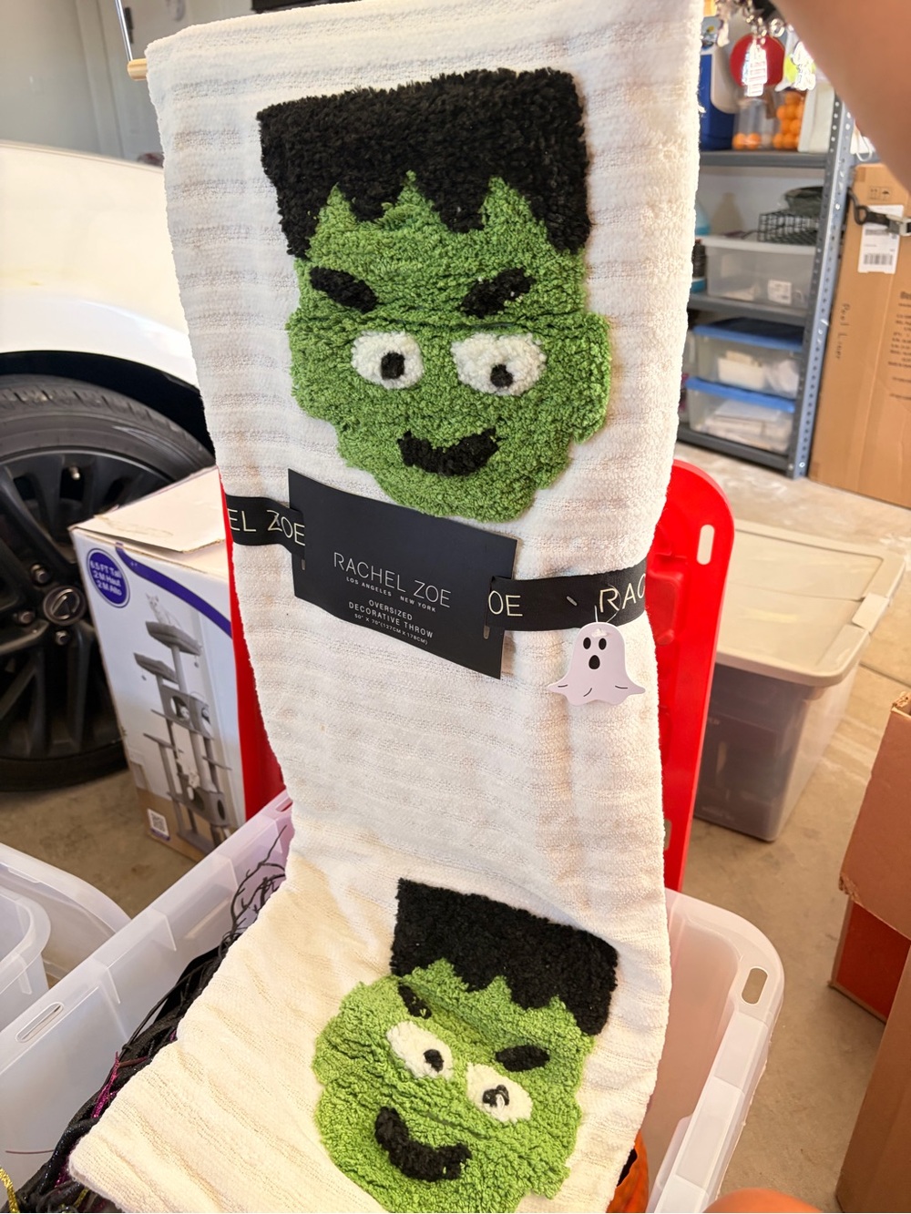Rachel Zoe Green Frankenstein Face Halloween Blanket